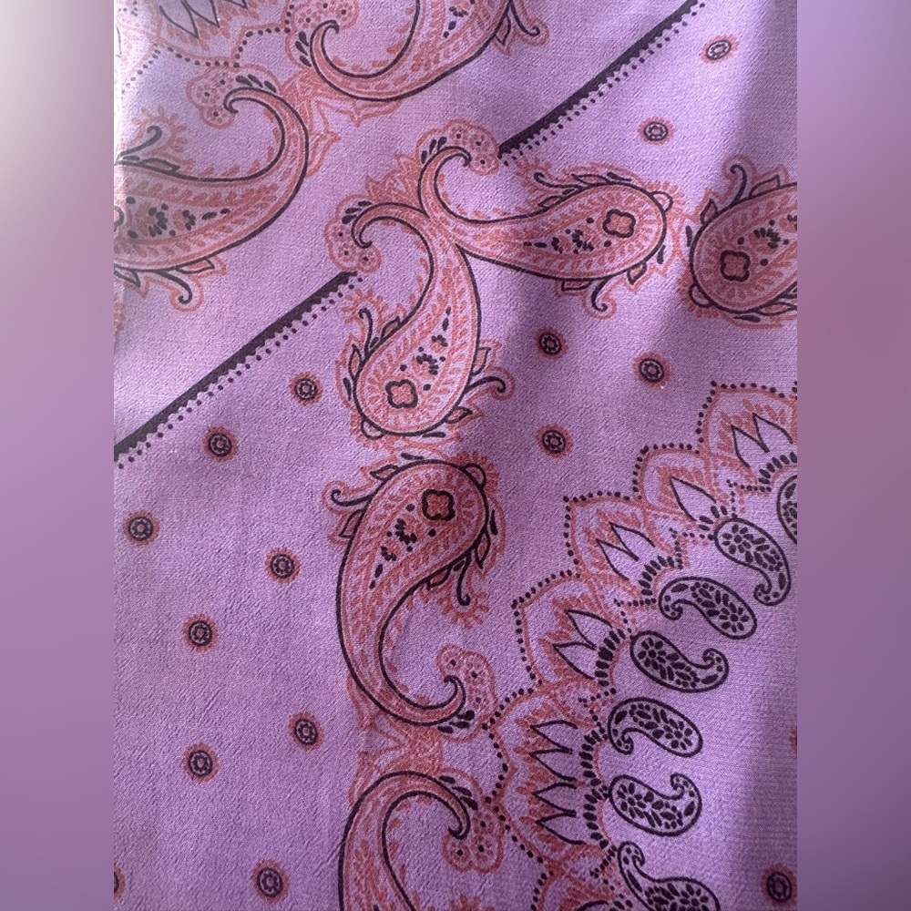 Zara Mid-Rise Flared Pants with Lavender Paisley Print - size M - Picture 2 of 7